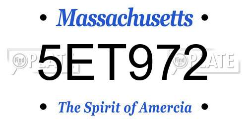 5ET972 Massachusetts License Plate