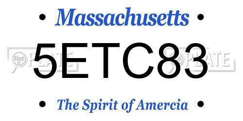 5ETC83 Massachusetts License Plate