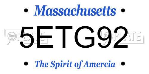 5ETG92 Massachusetts License Plate