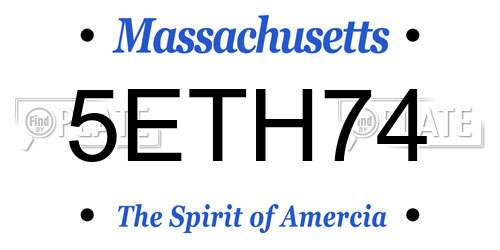 5ETH74 Massachusetts License Plate