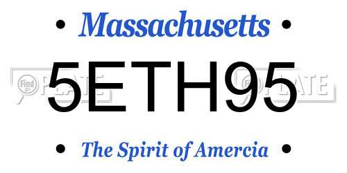 5ETH95 Massachusetts License Plate