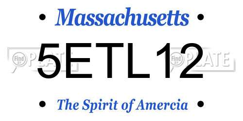 5ETL12 Massachusetts License Plate