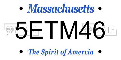 5ETM46 Massachusetts License Plate