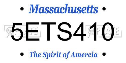 5ETS410 Massachusetts License Plate