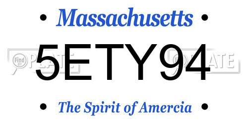 5ETY94 Massachusetts License Plate