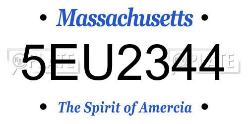 5EU2344 Massachusetts License Plate