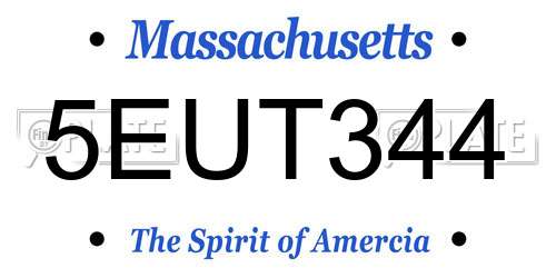 5EUT344 Massachusetts License Plate