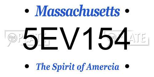 5EV154 Massachusetts License Plate