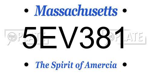 5EV381 Massachusetts License Plate