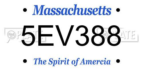 5EV388 Massachusetts License Plate
