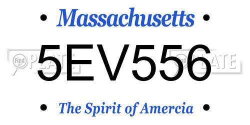 5EV556 Massachusetts License Plate