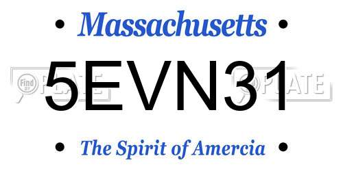 5EVN31 Massachusetts License Plate