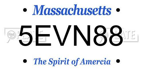 5EVN88 Massachusetts License Plate