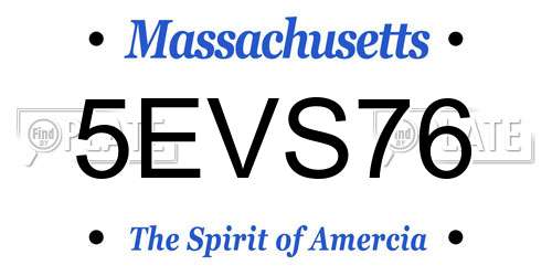 5EVS76 Massachusetts License Plate