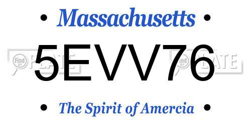 5EVV76 Massachusetts License Plate