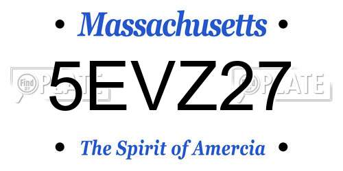 5EVZ27 Massachusetts License Plate