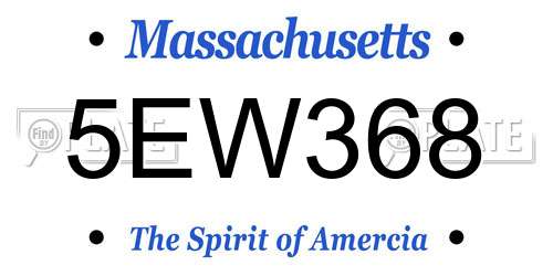 5EW368 Massachusetts License Plate