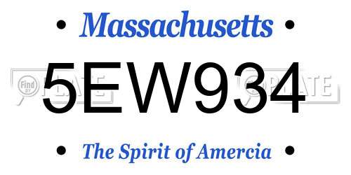 5EW934 Massachusetts License Plate