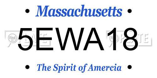 5EWA18 Massachusetts License Plate