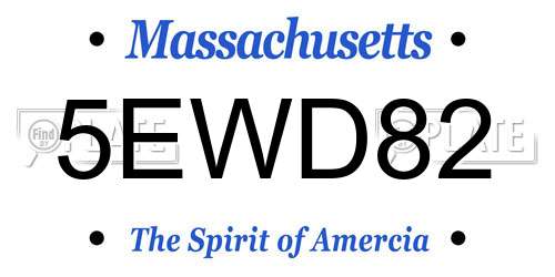 5EWD82 Massachusetts License Plate