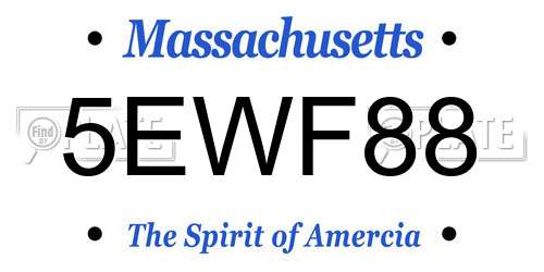 5EWF88 Massachusetts License Plate