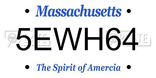 5EWH64 Massachusetts License Plate