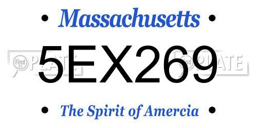 5EX269 Massachusetts License Plate