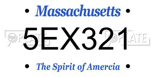 5EX321 Massachusetts License Plate