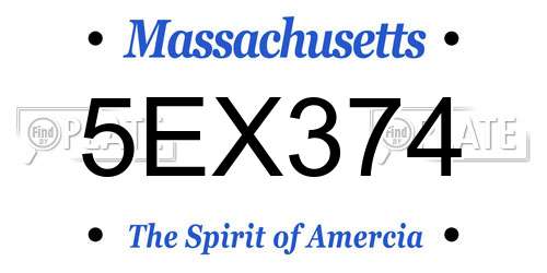 5EX374 Massachusetts License Plate
