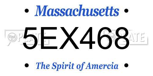 5EX468 Massachusetts License Plate