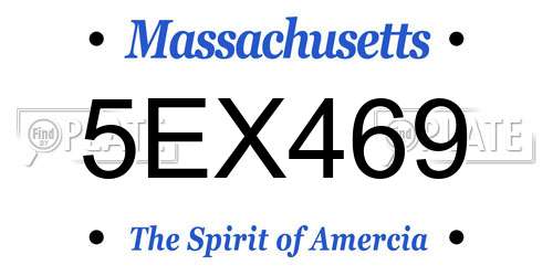 5EX469 Massachusetts License Plate