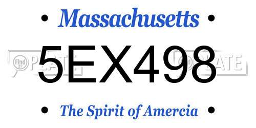 5EX498 Massachusetts License Plate