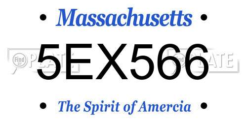 5EX566 Massachusetts License Plate