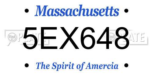 5EX648 Massachusetts License Plate