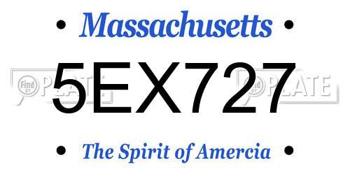 5EX727 Massachusetts License Plate