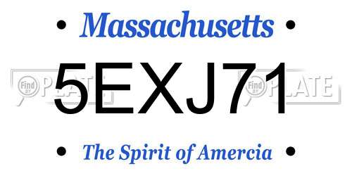 5EXJ71 Massachusetts License Plate