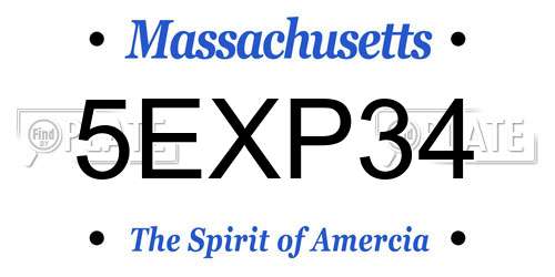 5EXP34 Massachusetts License Plate
