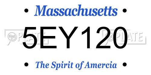 5EY120 Massachusetts License Plate
