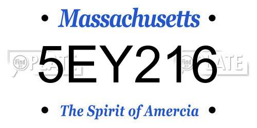 5EY216 Massachusetts License Plate