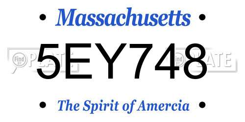 5EY748 Massachusetts License Plate