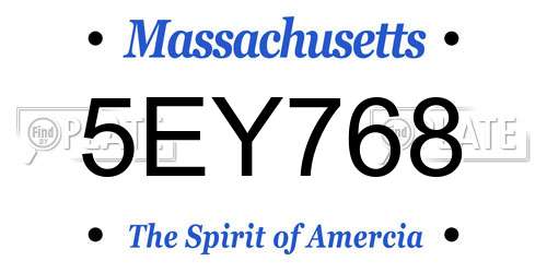 5EY768 Massachusetts License Plate