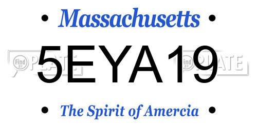 5EYA19 Massachusetts License Plate