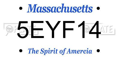 5EYF14 Massachusetts License Plate