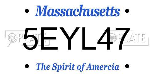 5EYL47 Massachusetts License Plate