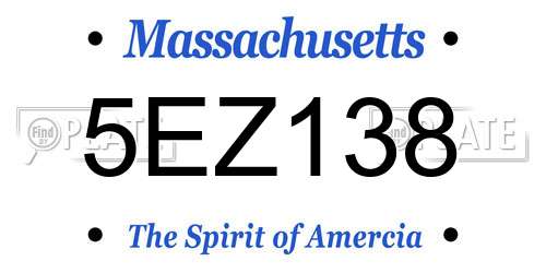 5EZ138 Massachusetts License Plate