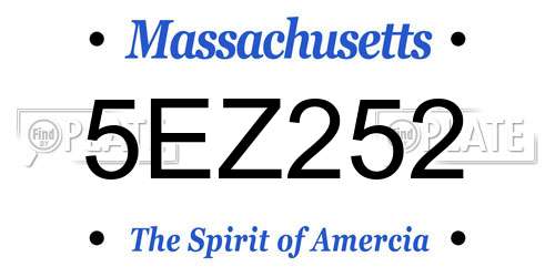 5EZ252 Massachusetts License Plate