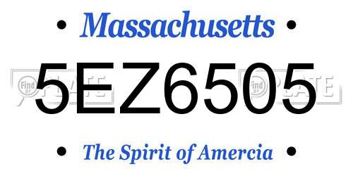 5EZ6505 Massachusetts License Plate