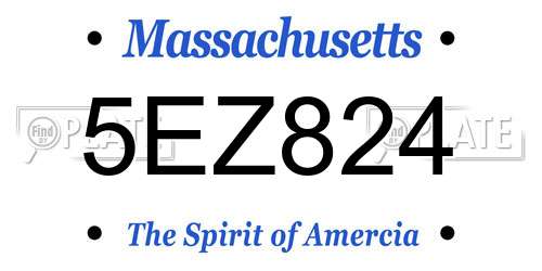 5EZ824 Massachusetts License Plate