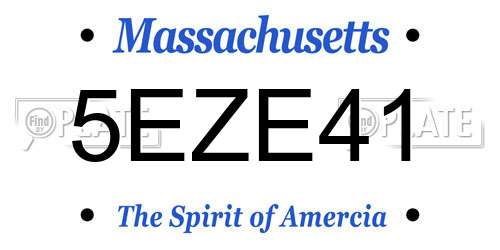 5EZE41 Massachusetts License Plate