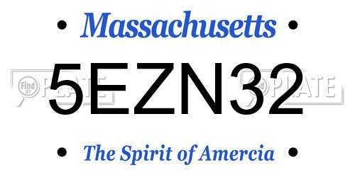 5EZN32 Massachusetts License Plate